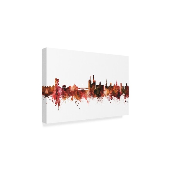Michael Tompsett 'Iowa City Iowa Skyline Red' Canvas Art,22x32